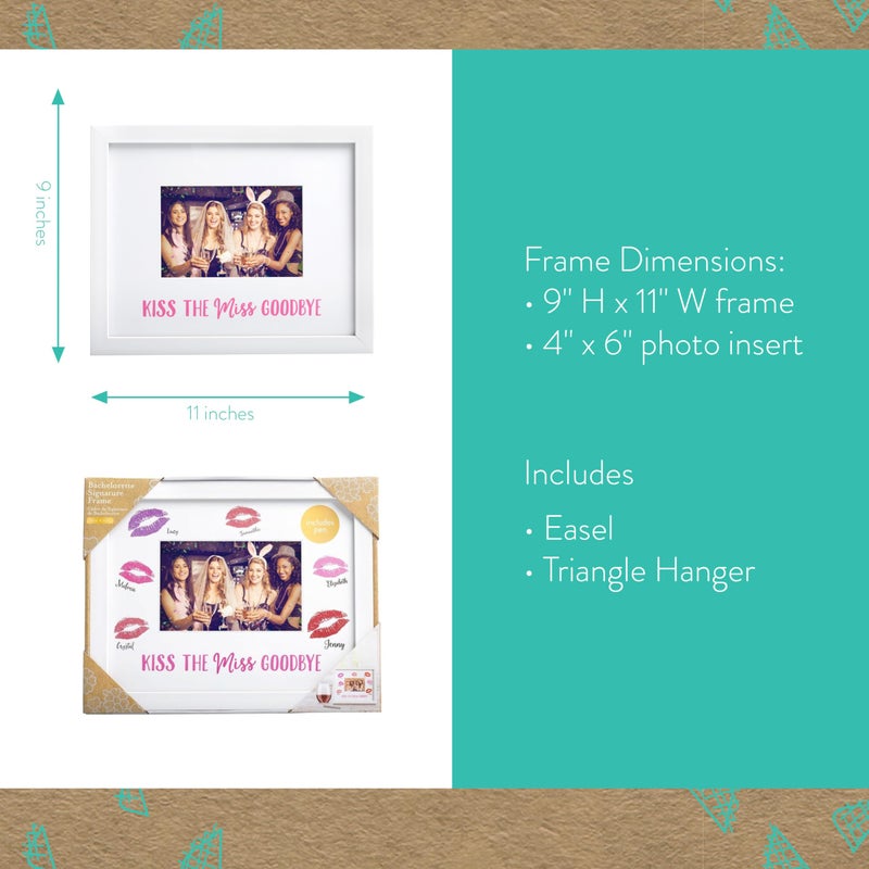 Kate & Milo Bachelorette Signature Frame, Guest Book Alternative for Bachelorette Party, Bride-To-Be Keepsake Photo Frame with Lipstick Signatures, 4x6 Picture Display, White - Image 5